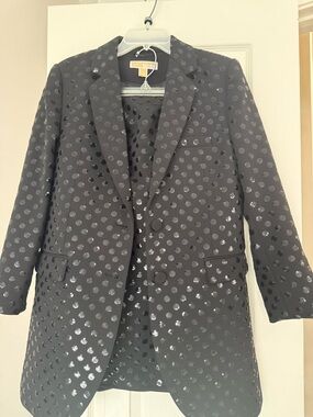 Michael Kors Sequin Dot Blazer & Skirt Set – Black – Size 4 – NWT